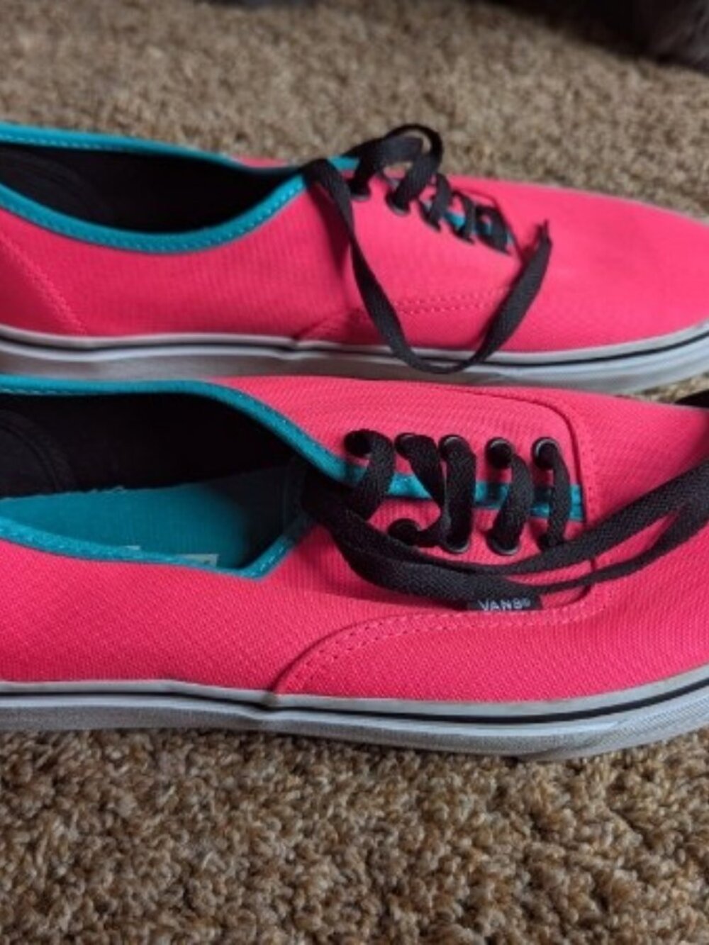 Neon Pink and Teal Low-Top Vans, Mens 11 - Picture 5 of 5
